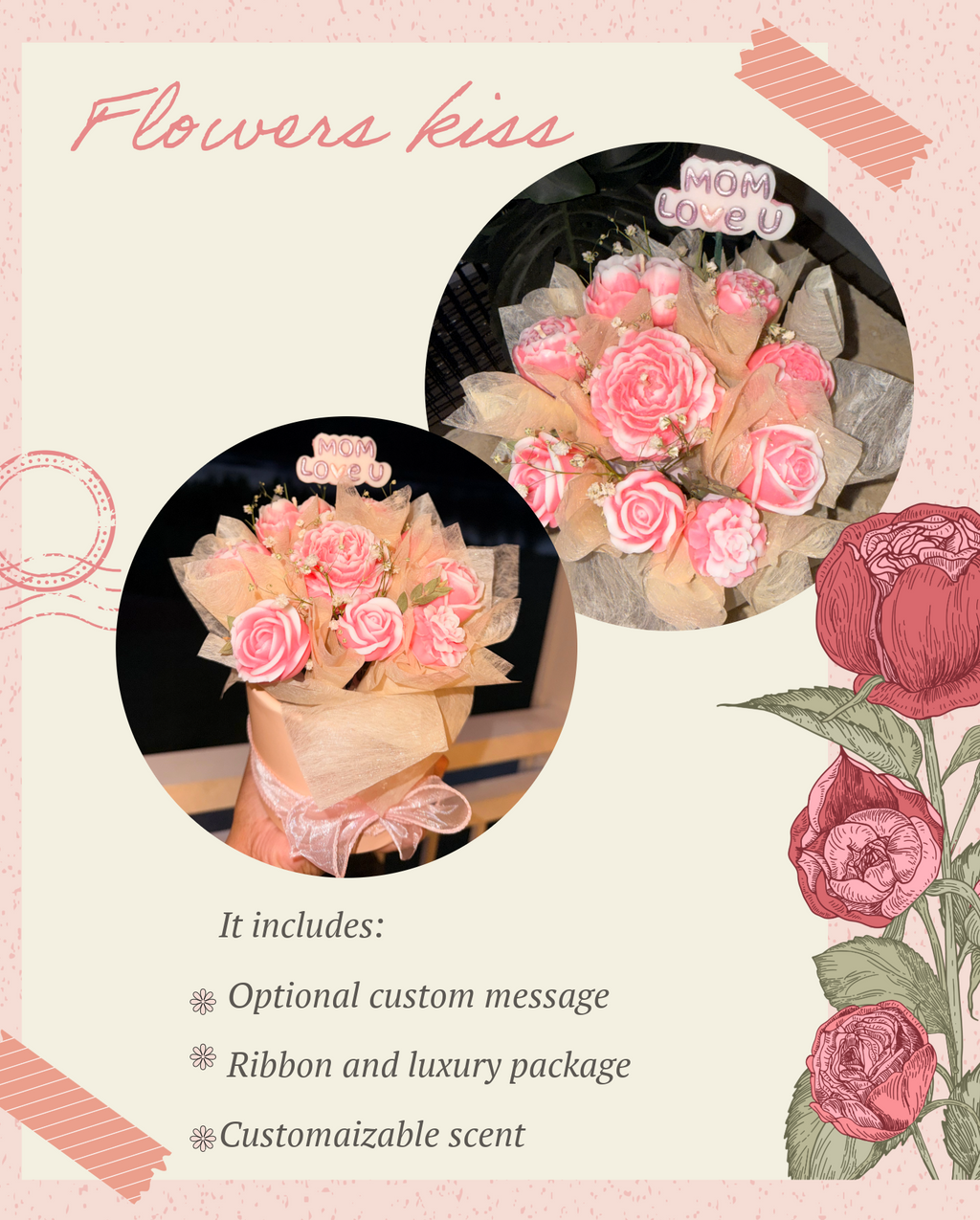 Flower Candle Bouquet - Handmade Scented